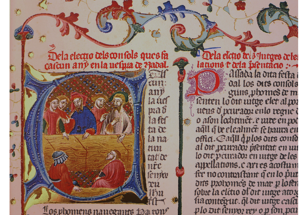 Consolat de mar-manuscrito iluminado códice-libro facsímil-Vicent García Editores-8 Elección.